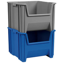 Load image into Gallery viewer, Akro-Mils 13018 Stack-N-Store Heavy Duty Stackable Open Front Plastic Storage Container Bin, (17-1/2-Inch x 16-1/2-Inch x 12-1/2-Inch), Blue, (2-Pack)

