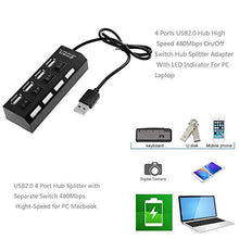 Load image into Gallery viewer, 4 Ports USB2.0 Hub High Speed 480Mbps On/Off Switch Hub Splitter Adapter with LED Indicator for PC Laptop
