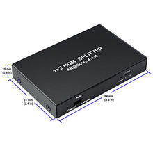 Load image into Gallery viewer, DTECH 1x2 HDMI Splitter 4K 60hz 4:4:4 HDR 18Gbps HDCP 2.2 EDID 3D 1 in 2 Out HDMI 2.0 Port for Duplicate Dual Monitor Sharing Screen UHD Video
