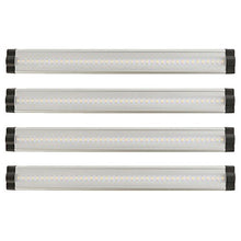 Load image into Gallery viewer, Lightkiwi E7574 Dimmable LED Under Cabinet Lighting 4 Panel Kit, 12 Inches Each, Warm White (3000K), 12 Watt, 24VDC, Dimmer Switch &amp; All Accessories Included, Low Profile, Aluminum Body, UL Listed
