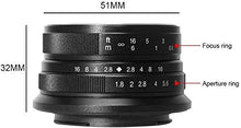 Load image into Gallery viewer, 7artisans 25mm F1.8 APS-C Frame Manual Focus Prime Fixed Lens for Canon EOS-M Mount M1 M2 M3 M5 M6 M10 M50 M100 (Black)
