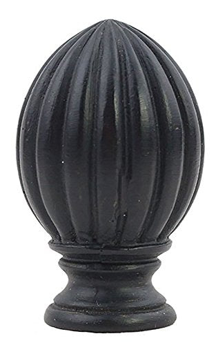 Urbanest Fluted Lamp Finial, Black with Gold Accents, 2-inch Tall
