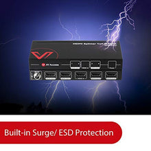 Load image into Gallery viewer, 4K HDMI Splitter 1 in 4 Out 1080p 3D, PCM7.1, Dolby TrueHD, DTS-HD Master Audio, Auto EDID, Threaded Power Supply, with Built-in ESD Protection (One Input Four Output? AV Access HDMI Distributor 1x4
