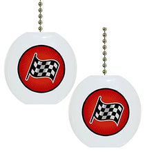 Load image into Gallery viewer, Set of 2 Checkered Flag Solid Ceramic Fan Pulls
