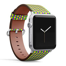 Load image into Gallery viewer, Compatible with Small Apple Watch 38mm, 40mm, 41mm (All Series) Leather Watch Wrist Band Strap Bracelet with Adapters (Traditional Mardi Gras Diamond)
