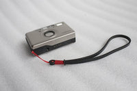 Handmade Genuine Real Leather hand wrist strap for EVIL Film camera black leather red cord 01-102