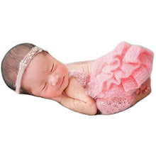 Load image into Gallery viewer, Baby Photography Props Boy Girl Photo Shoot Outfits Newborn Crochet Costume Infant Knitted Clothes Mohair Headdress Rompers Pink
