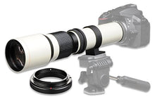Load image into Gallery viewer, 500mm f/8 Manual Telephoto Lens for Nikon D90, D500, D3000, D3100, D3200, D3300, D3400, D5000, D5100, D5200, D5300, D5500, D7000, D7100, D7200 DSLR Cameras - White
