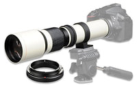 500mm f/8 Manual Telephoto Lens for Nikon D90, D500, D3000, D3100, D3200, D3300, D3400, D5000, D5100, D5200, D5300, D5500, D7000, D7100, D7200 DSLR Cameras - White