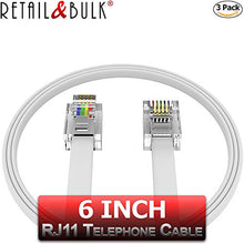 Load image into Gallery viewer, (3 Pack) 6 Inch Short Telephone Cable RJ11 Male to Male, 6P4C Phone Line Cord (6 Inches, White)
