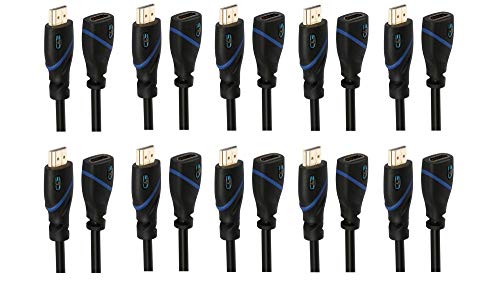 1.5 FT (0.4 M) High Speed HDMI Cable Male to Female with Ethernet Black (1.5 Feet/0.4 Meters) Supports 4K 30Hz, 3D, 1080p and Audio Return CNE506012 (10 Pack)
