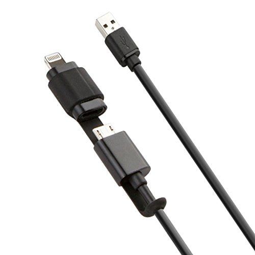 Key Brand Micro USB Data Cable with Lightning Adapter 3ft - Black