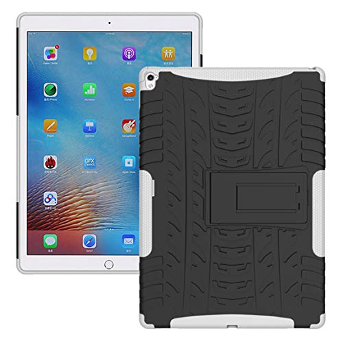 for iPad Pro 9.7 Case, Model: A1673 A1674 A1675 Protective Cover Double Layer Shockproof Armor Case Hybrid Duty Shell Anti-Slip with Kickstand for Apple iPad Pro 9.7 Inch 2016 Tablet White