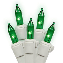 Load image into Gallery viewer, Vickerman 100 Lights Green White Wire End Connecting Lock Set with 4-Inch Spacing and 33-Feet Length, Poly Bag w/ Header Card
