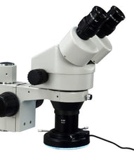 Load image into Gallery viewer, OMAX 2.1X-90X Zoom Binocular Single-Bar Boom Stand Stereo Microscope with 144 LED Ring Light and Light Control Box

