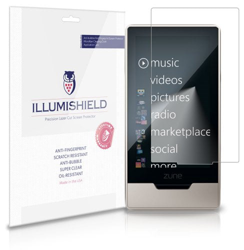 iLLumiShield Screen Protector Compatible with Microsoft Zune HD (3-Pack) Clear HD Shield Anti-Bubble and Anti-Fingerprint PET Film