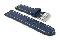 22mm Blue Smartwatch Band Strap fits Motorola 360 (46mm Case), S3 Classic & Many More, Leather, Racer, White Stitching