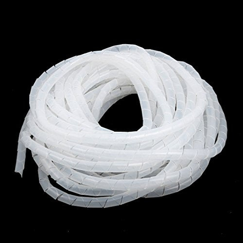 Aexit 10mm Dia. Electrical equipment Flexible Spiral Tube Cable Wire Wrap Computer Manage Cord White 20 Meter Length
