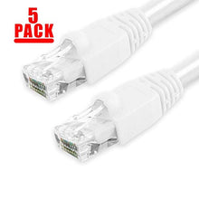 Load image into Gallery viewer, GRANDMAX CAT6A 10&#39; FT White RJ45, 550MHz, UTP Ethernet Network Patch Cable Snagless/Molded Bubble Boot, 5 Pack
