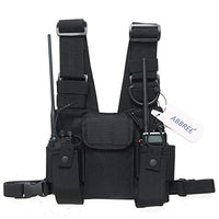 Abbree Front Pack Pouch Holster Vest Rig Chest Bag Carry Case for Baofeng Two Way Radio UV-5R BF-F8HP UV-82 TYT Motorola Midland (Black)