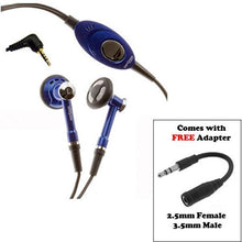 Load image into Gallery viewer, Verizon Wired Headset Handsfree Earphones Dual Earbuds Headphones w Mic with 2.5mm to 3.5mm Adapter [Blue] for AT&amp;T iPhone SE - AT&amp;T BlackBerry Priv - AT&amp;T HTC Desire 610 - AT&amp;T HTC Desire Eye
