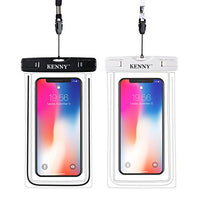 Kenny Universal Luminous Waterproof Case Cell Phone Dry Bag Pouch,Waterproof Cell Phone Pocket with Neck Strap, for Smartphone up to 6 inches for Swimming,Diving and Surfing (White and Black)