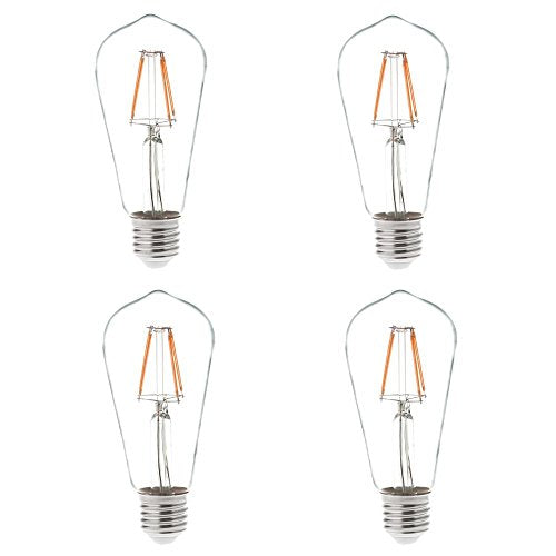 HERO-LED ST18-DS-4W-WW27 Dimmable ST18 E26/E27 4W Edison Style LED Vintage Antique Filament Bulb, 40W Equivalent, Warm White 2700K, 4-Pack