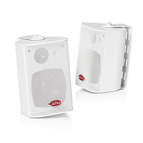 BOSS Audio Systems MR4.3W 200 Watt Per Pair, 4.3 Inch, Full Range, 3 Way Weatherproof Marine Speakers Sold in Pairs