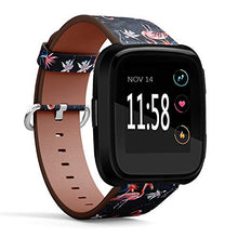 Load image into Gallery viewer, Compatible with Fitbit Versa/Versa 2 / Versa LITE/Leather Watch Wrist Band Strap Bracelet with Quick-Release Pins (Birds Pink Flamingo)
