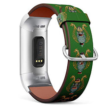 Load image into Gallery viewer, Replacement Leather Strap Printing Wristbands Compatible with Fitbit Charge 3 / Charge 3 SE - Old Norse and Germanic Mythology God in Viking Age
