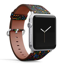 Load image into Gallery viewer, S-Type iWatch Leather Strap Printing Wristbands for Apple Watch 4/3/2/1 Sport Series (42mm) - Colorful Pattern with Music Notes
