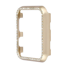 Load image into Gallery viewer, Compatible with Apple Watch 38mm Cover, Gold Women Girls Ladies Bling Rhinestones Diamond Glitter Aluminum Alloy iWatch Frame Case Protective Bumper Shell Watch Cover for Apple iWatch Series 1/2/3
