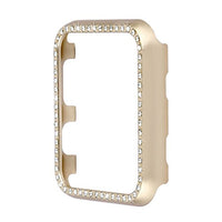 Compatible with Apple Watch 38mm Cover, Gold Women Girls Ladies Bling Rhinestones Diamond Glitter Aluminum Alloy iWatch Frame Case Protective Bumper Shell Watch Cover for Apple iWatch Series 1/2/3