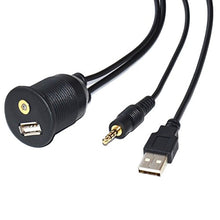 Load image into Gallery viewer, leorx 2M/6.5ft Car Motorcycle Flush Mount USB 3.5mm 1/8&quot; Audio AUX Extension Cable Lead Cord (Black)
