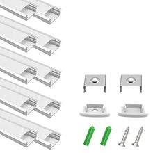 Load image into Gallery viewer, LightingWill 10-Pack 3.3ft/1M 10x30mm Silver U-Shape Internal Width 20mm LED Aluminum Channel System with Cover, End Caps and Mounting Clips Aluminum Profile for LED Strip Light Installations
