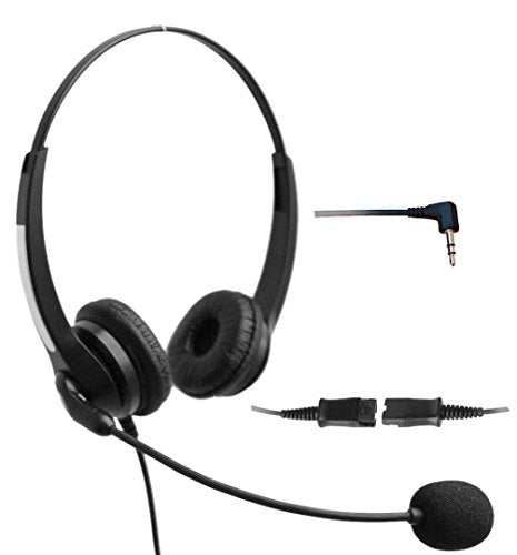 4Call K702NQJ25 2.5 Corded Headset with Noise Canceling Mic for Polycom Cisco Linksys SPA Grandstream Panasonic Gigaset & Zultys Office IP Telephone & Cordless Dect Phones with 2.5mm Headphone Jack