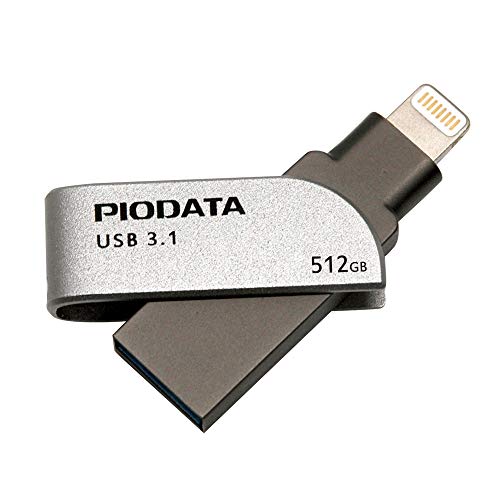 PioData iXflash 512GB MFi Certified Flash Pen Drive for iPhone/iPad/Mac/PC USB 3.1 Type A Lightning External Storage Memory Photo Stick
