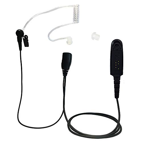 PROMAXPOWER 1.5-Wire Clear Acoustic Tube FBI Style Earpiece with PTT Mic for Motorola Radios HT750, HT1250, HT1550, GP380, MTX850