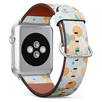 S-Type iWatch Leather Strap Printing Wristbands for Apple Watch 4/3/2/1 Sport Series (38mm) - Abstract Fabric Circles Polka dot Pattern