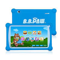 Kids Tablet, B.B.PAW 7 inch 16GB WiFi Android 9.0 GMS Certified Tablet for Kids with Pre-Installed Professional Educational Games, Teaching in English and Spanish and with Protective Case-Blue