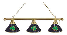 Load image into Gallery viewer, Holland Bar Stool Notre Dame (Shamrock) 3 Shade Billiard Light with Brass Fixture
