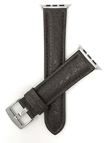 Bandini Replacement Watch Band for Apple Watch 42mm/44mm, Brown, Classic Leather Buffalo Pattern, Stainless Steel Buckle, Fits Series 6, 5, 4, 3, 2, 1