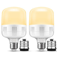 LOHAS E26 LED Light Bulbs 250-300W Equivalent, High Watt LED Shop Light Bulb 3000K Warm Light, 3400LM E26 Base Bulbs w/ E39 Adapter for Restaurant Garage, 2 Packs