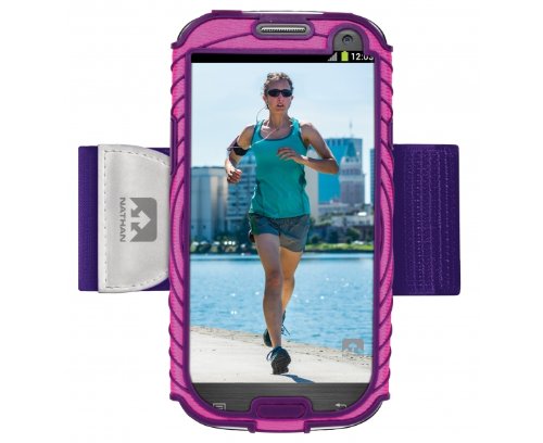 Nathan Sonic Boom Armband for Samsung GS4, Floro Fuchsia/Imperial Purple, One Size