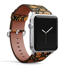Load image into Gallery viewer, S-Type iWatch Leather Strap Printing Wristbands for Apple Watch 4/3/2/1 Sport Series (38mm) - Halloween Pattern with a Pumpkins and Candies
