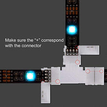 Load image into Gallery viewer, T Shape 4 Pins Connector 10-pack JACKYLED 10mm Solderless Connector 12V 72W Clips for 5050 3528 SMD RGB Fireproof Material LED Strip Lights Connectors (32Pcs clips)
