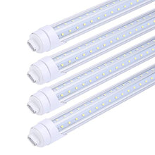 Load image into Gallery viewer, FALANFA 8ft R17D Rotatable HO Base led Tube Light 65W,270 Degree V Shaped LED Chip Bulbs,T8 6000K Cool White,Clear Cover,85V-265V,Dual-Ended Powered(Pack of 4
