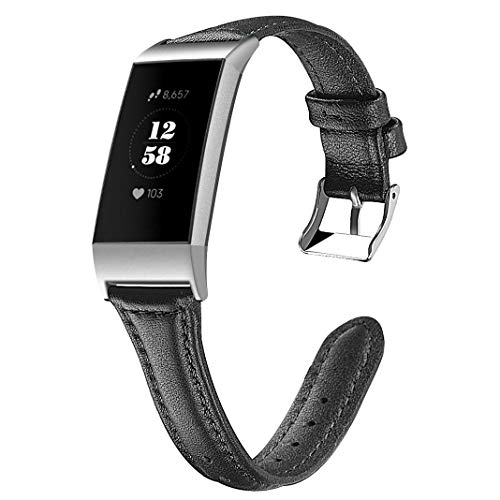 Compatible Fitbit Charge3 / Fitbit Charge 3 SE Band, Fashion Leather Replacement Bands Wristband Strap Bracelet for Fitbit Charge 3 Fitness Activity Tracker Women Men