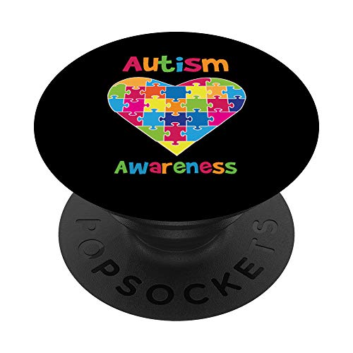 Autism - Awareness - Heart Puzzle Autistic Pride PopSockets PopGrip: Swappable Grip for Phones & Tablets