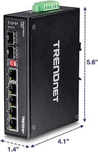 Load image into Gallery viewer, TRENDnet 6-Port Hardened Industrial Gigabit DIN-Rail Switch, 12 Gbps Switching Capacity, IP30 Rated Metal Housing (-40 to 167 F),DIN-Rail &amp; Wall Mounts Included,Lifetime Protection,Black,TI-G62
